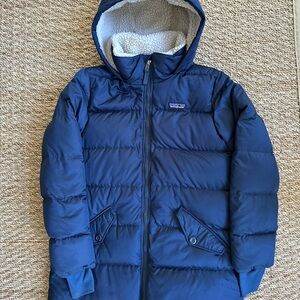 Patagonia girls down parka, navy, size M (10)